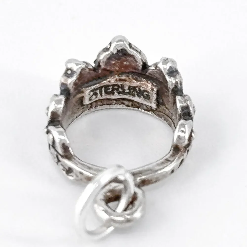 Vintage Sterling Silver 925 Ornate Crown Charm Pendant